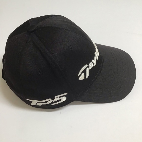 TaylorMade Golf Hat White Black M1 TP5 Hook Loop Strap Back Tour Cap Embroidery - Picture 4 of 11